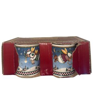 Debbie Mumm Snow Angel Village Set Of 4 Stoneware Mugs Dishwasher & Microwave Sa